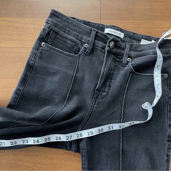 Good American | Women’s Good Legs Pintuck Jeans Denim Washed Black 035 High Rise - Picture 4 of 9
